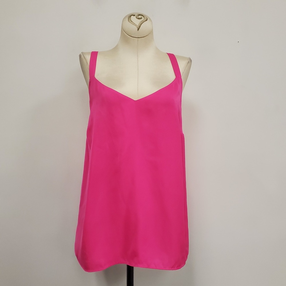 Lilly Pulitzer Nadi Satin Cami Size 14 Pink Tank Top V Neck Summer Beach Hampton